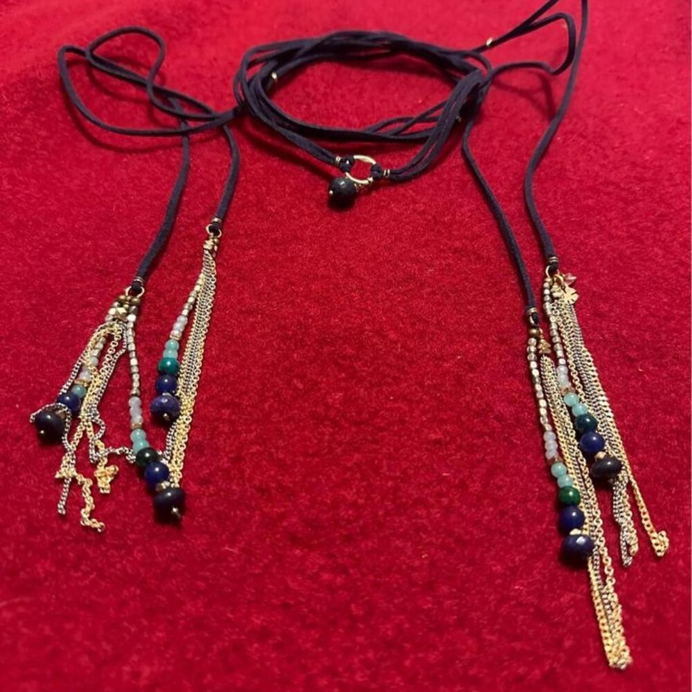 NWOT - Navy, Gold and Blue Wrap Necklace